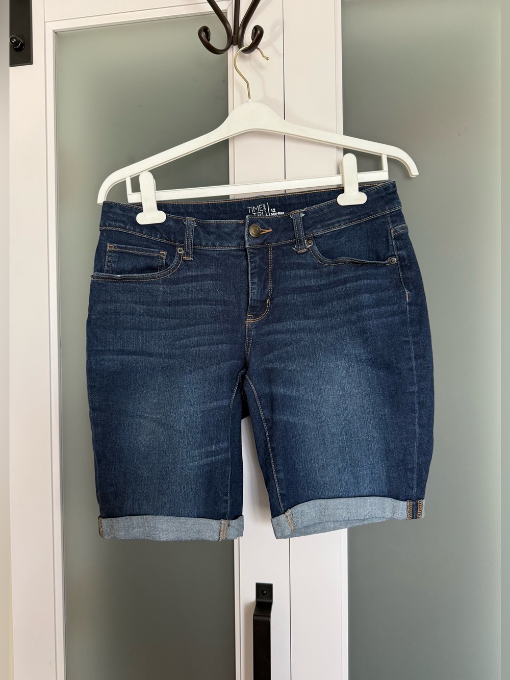 Time and Tru Dark Blue Denim Bermuda Shorts